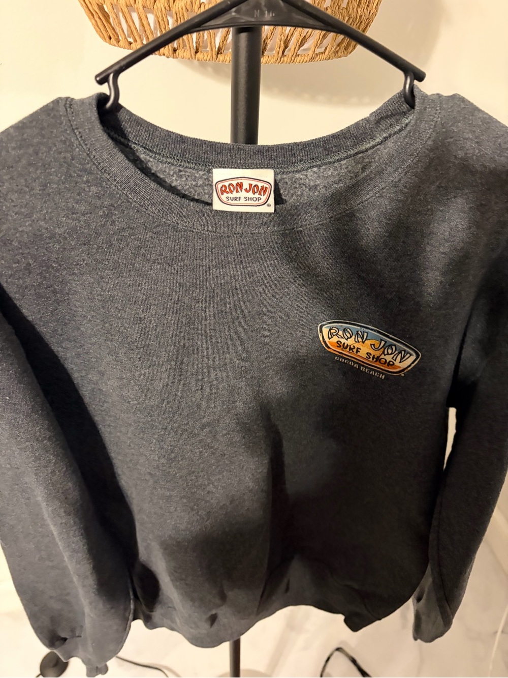 Ron Jon Dark Charcoal Crewneck Sweatshirt with Small Logo